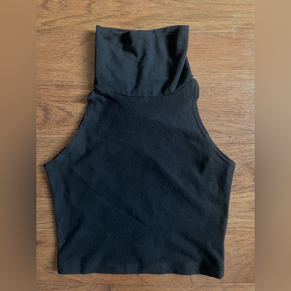America Apparel mock turtleneck crop top